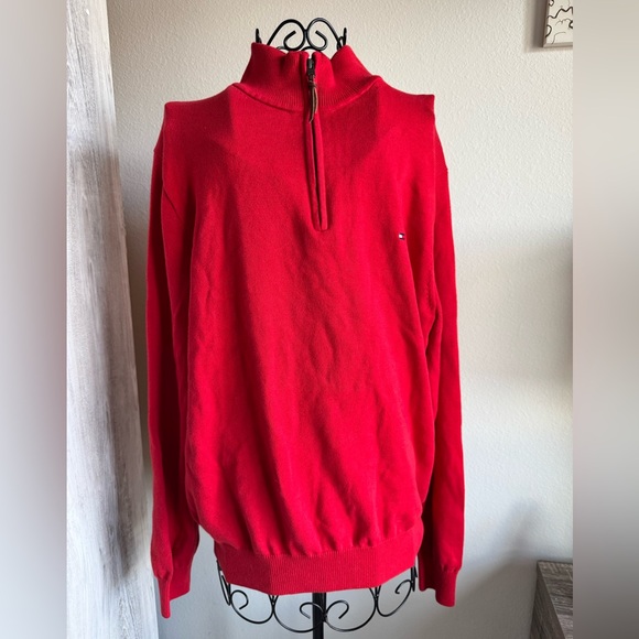 Tommy Hilfiger Other - Tommy Hilfiger Men's Vibrant Red Zip-Up Sweater